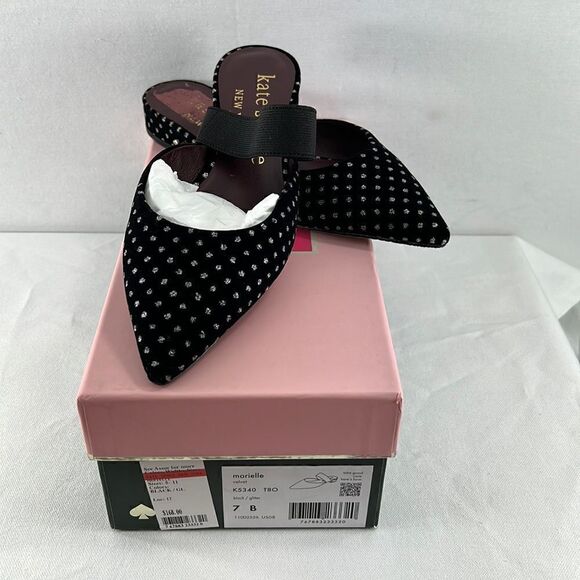 Kate Spade Marielle Velvet Mules Black Glitter Size 7 B - Picture 1 of 7